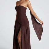 Joana - Maxi Dress with Scarf Detail and High Slit