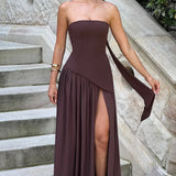 Joana - Maxi Dress with Scarf Detail and High Slit