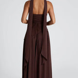 Joana - Maxi Dress with Scarf Detail and High Slit