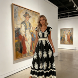 Catarina | Vestido Maxi Barroco com Decote em V