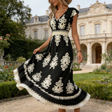 Catarina | Vestido Maxi Barroco com Decote em V