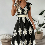 Candela – Vestido maxi barroco com decote em V
