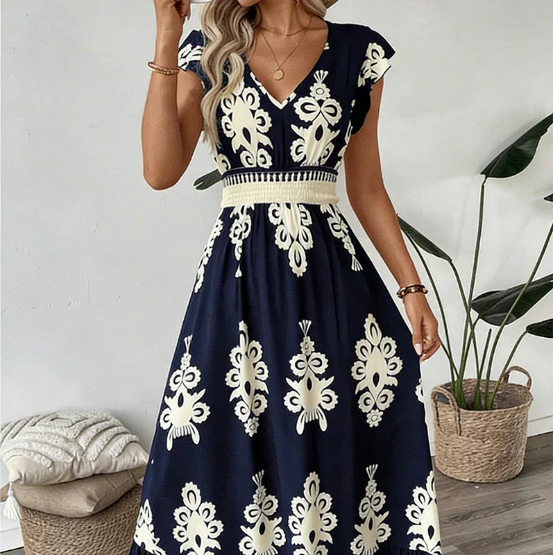 Candela – Vestido maxi barroco com decote em V